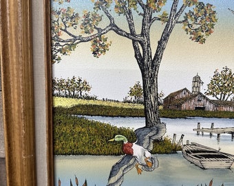 H Hargrove - 1980s Vintage Serigraphs Oil on Canvas - Ducks