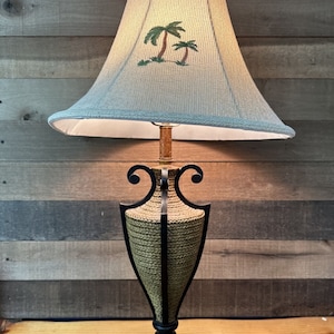Palm Tree Shade Tall Table Lamp 30”