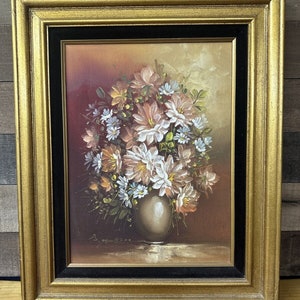 Vintage Framed Oil Painting, Still Life of Flowers in a Vase W/artist ...