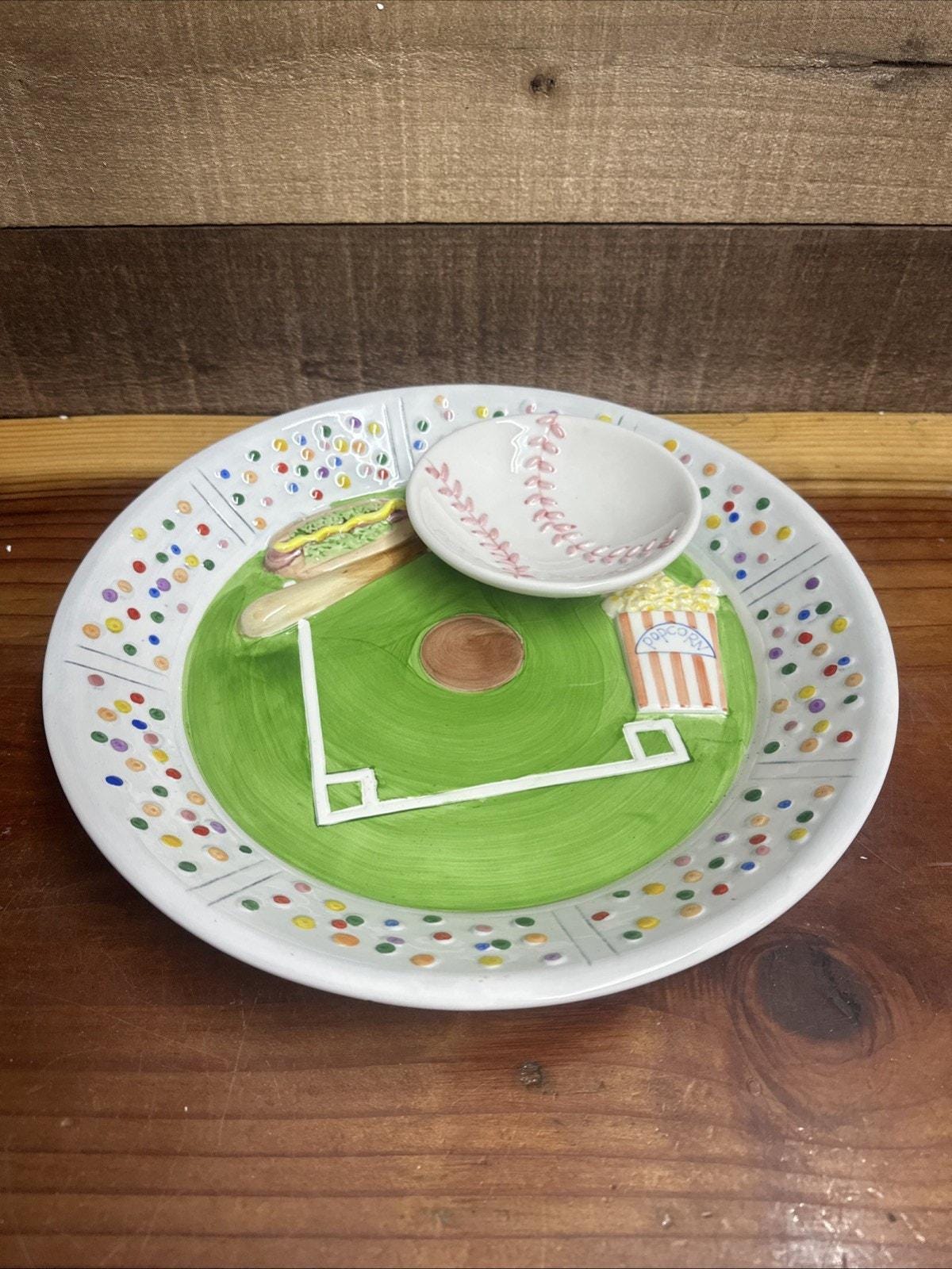 Baseball Theme Appetizer Serving Plate Platter 3-D Hotdog Popcorn  display picture 1