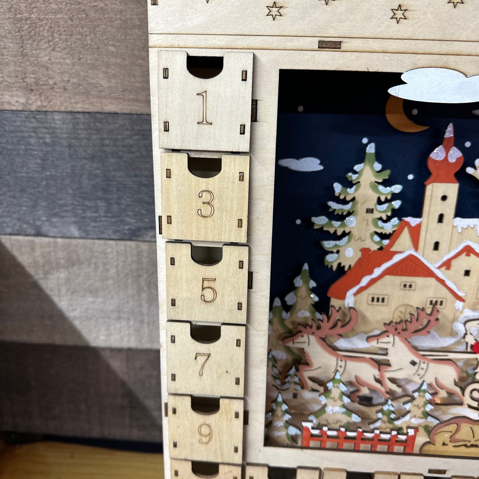 Led Wooden Advent Calendar in Box Etsy