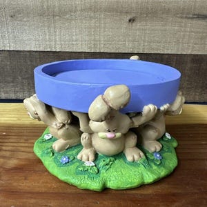 Adorável coelho coelho primavera Páscoa vela ou tigela suporte