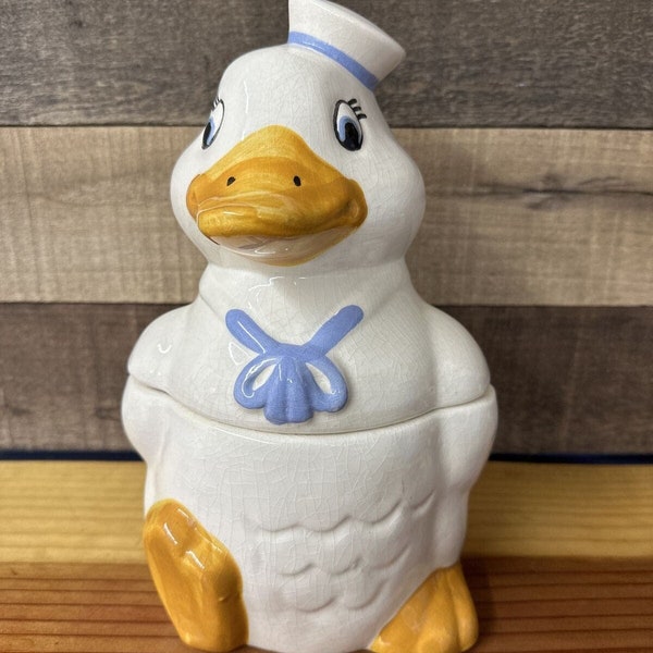 Vintage Sailor Duck Ceramic Cookie Jar