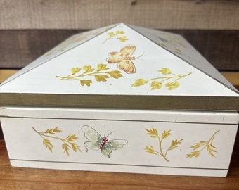 ヴィンテージ バタフライ ジュエリーボックス ミラー付き 14x10