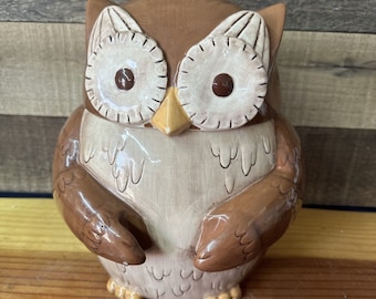 Grassland Roads Brown Owl Ceramic Cookie Jar 9.5”