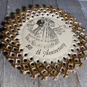 Vintage 50 Jahre Gitterrand Platte
