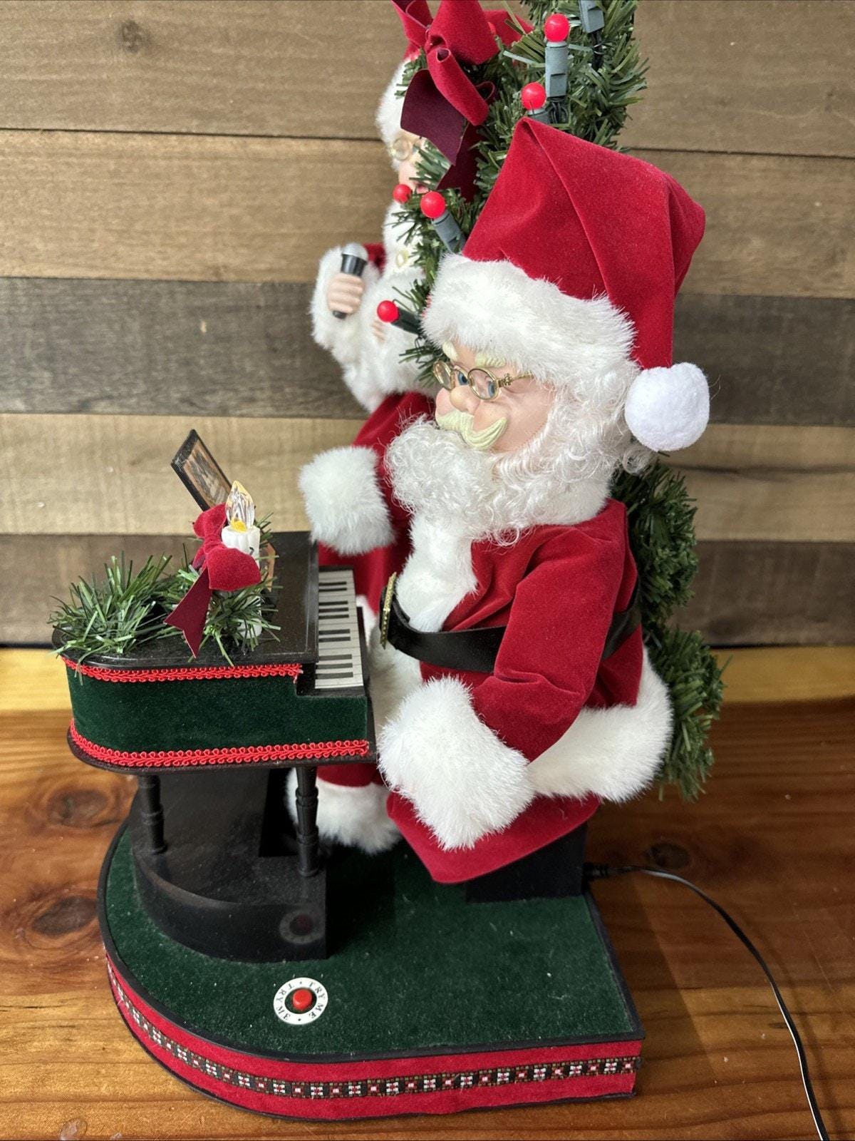 Animated Santa Plays Piano & Music Plays Lights Motion RARE in Box