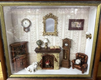 Vintage Schaukasten Schaukasten Diorama 11.5 x 13 ”
