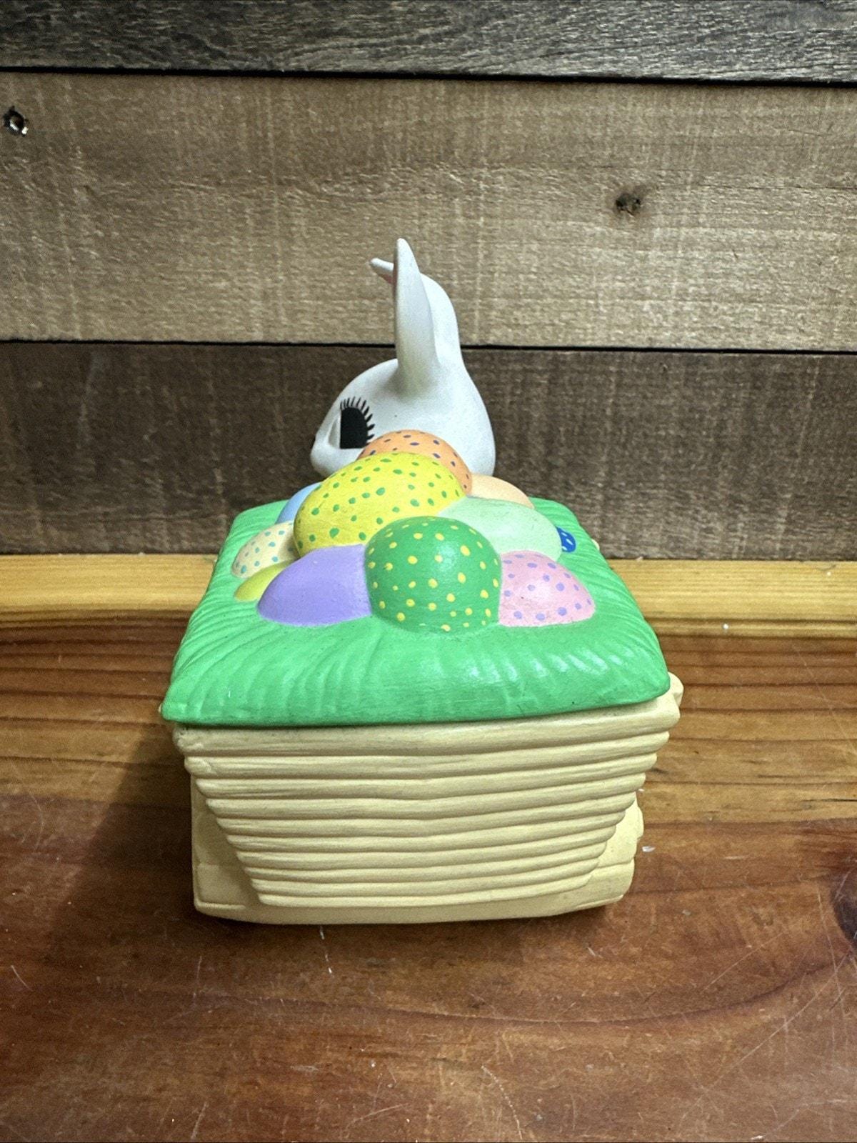 Rabbit Bunny Wheel Barrow Trinket Box Candy Dosh Easter Spring Vintage ...