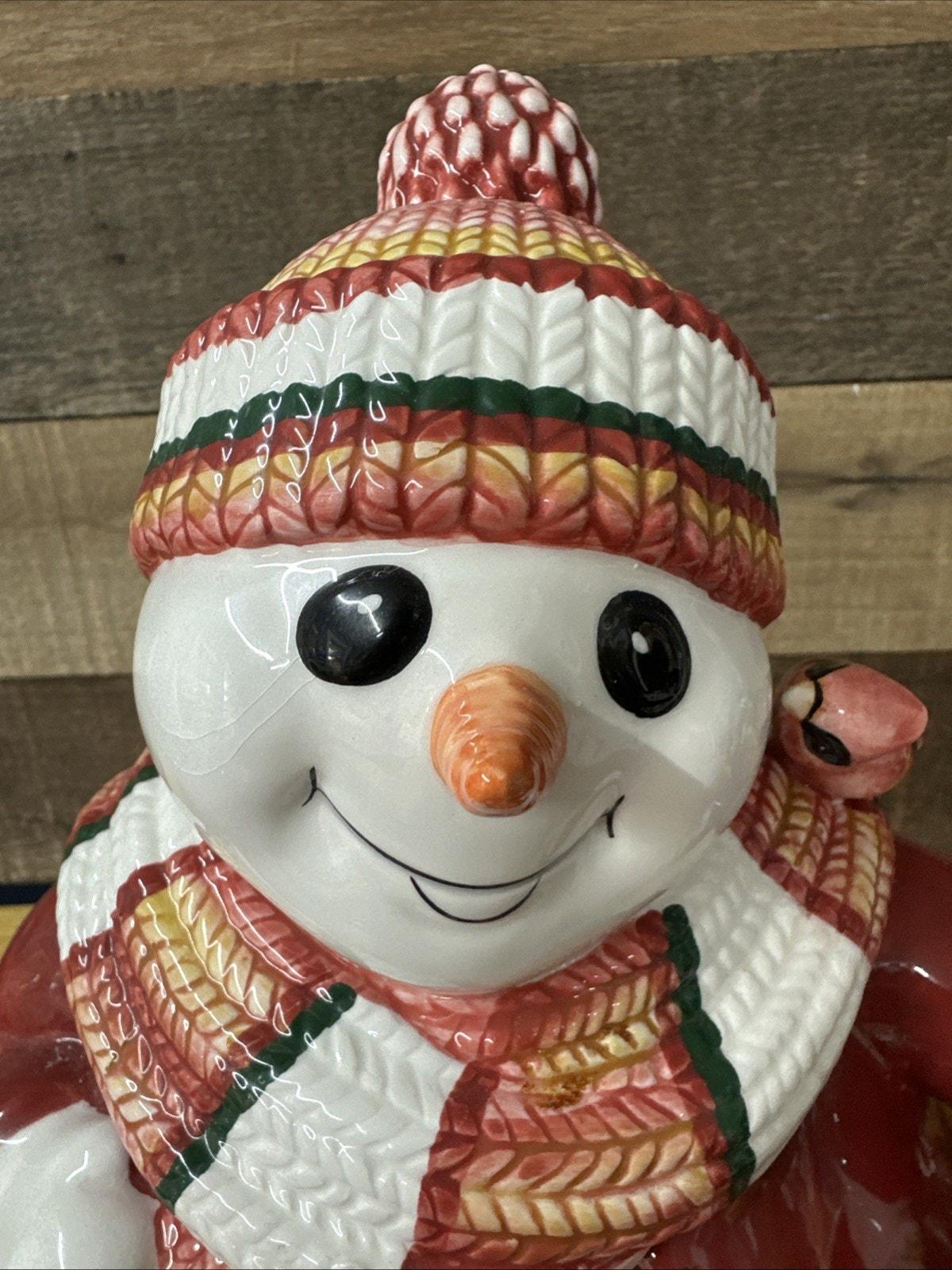 2003 Fitz and Floyd Woodland Snowman Cookie Jar Original Box