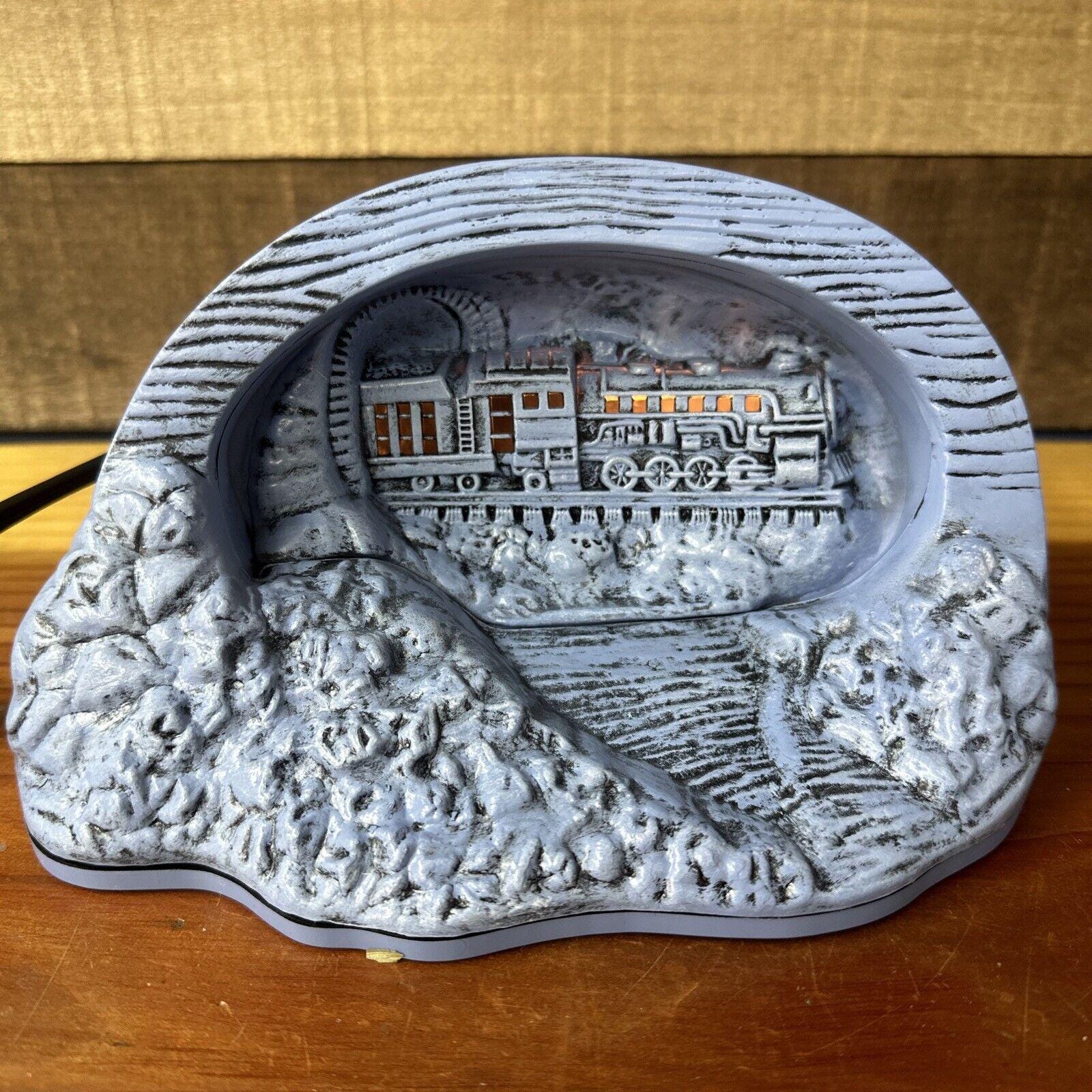 Poppy Candelabra Base Blue Decorative Train Scene Table Lamp