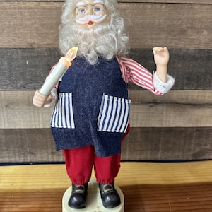 Vintage Musical Posable Figure - 18&quot; tall Santa with Candle