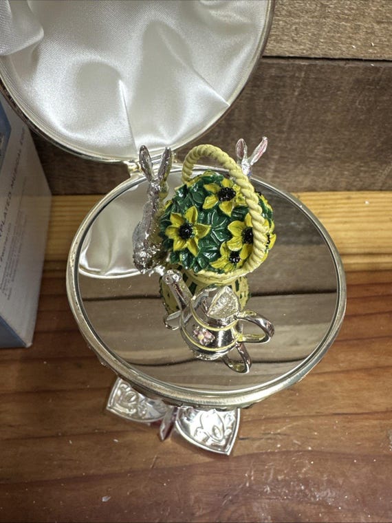 Wallace Silversmiths Musical Egg Easter Rabbit Gr… - image 3