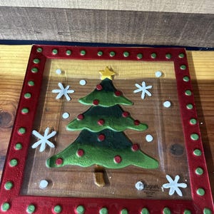 Pfaltzgraff Christmas Tree Square Glass Platter 15x15