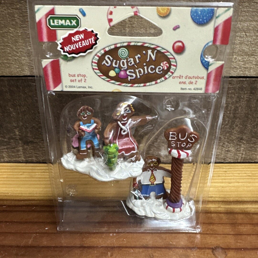 LEMAX Sugar 'N Spice Gingerbread Bus Stop Set of 2 Christmas Village - Etsy