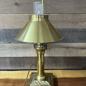 Paris Orient Express Istanbul Electric Brass Desk Table Lamp 20” With Hurricane