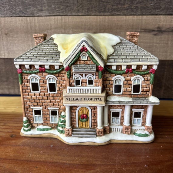 Vintage Lefton Colonial Christmas Village Hospital House