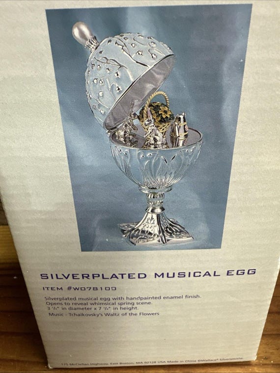 Wallace Silversmiths Musical Egg Easter Rabbit Gr… - image 8
