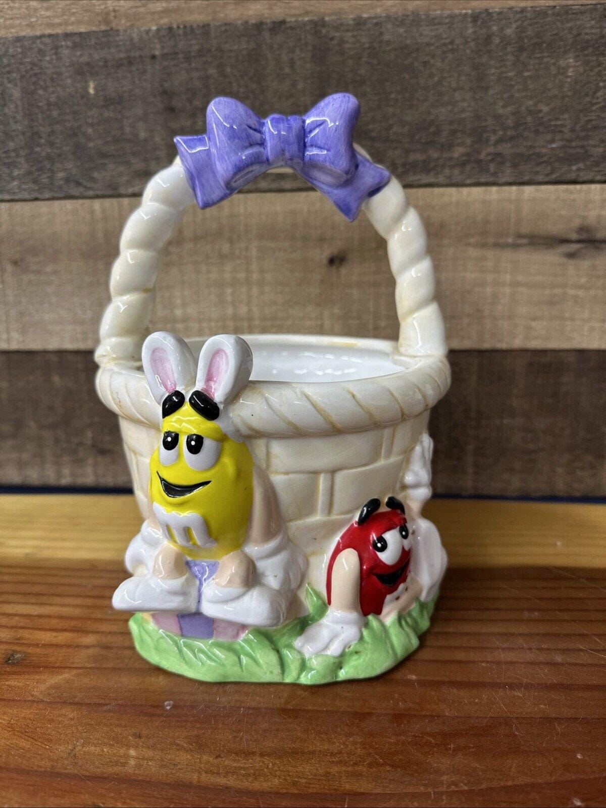 Red Yellow M&m's Mars Candy Ceramic Easter Basket Mars/ftd Planter