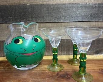 フロガリータ マルガリータ マティーニ ドリンクセット カエル柄 グラス3個 ピッチャー プラスチック製