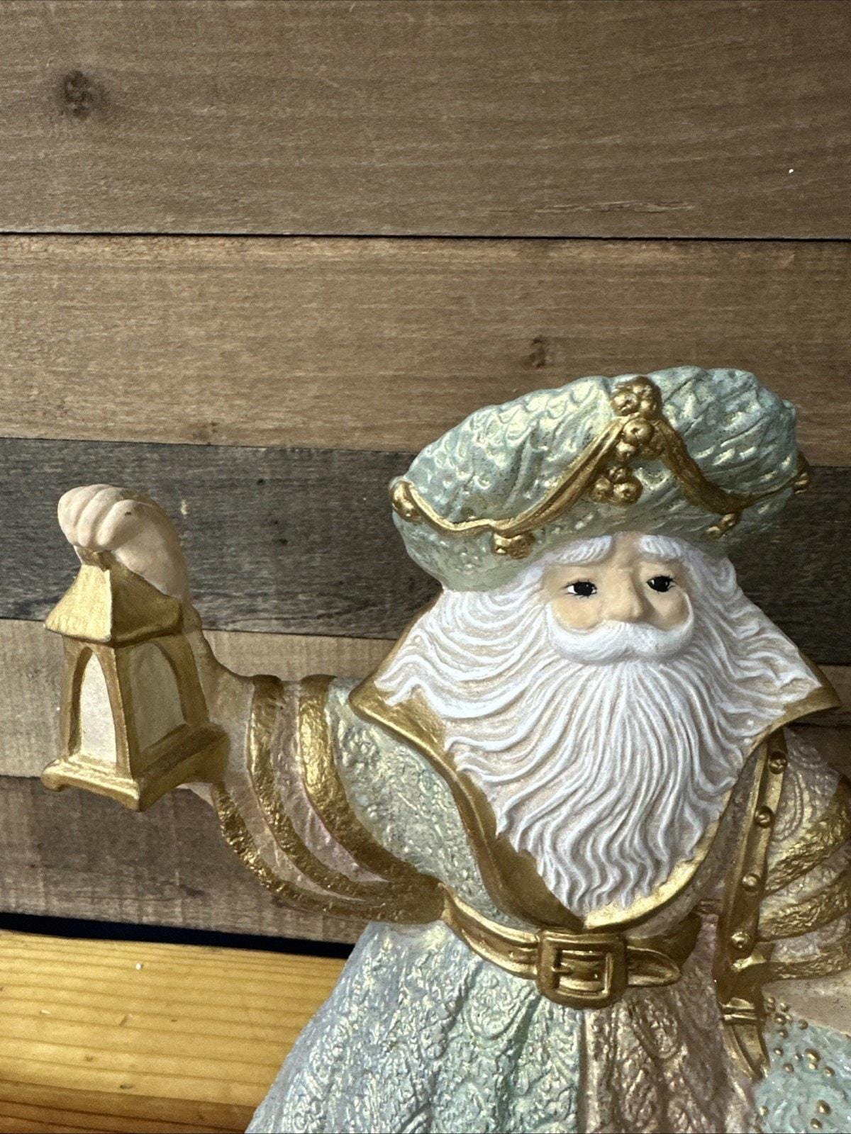 Ceramic Springtime Santa Rare Ceramic Santa Unique Sparkly Pastel Hand Painted Large 14” Gare ...