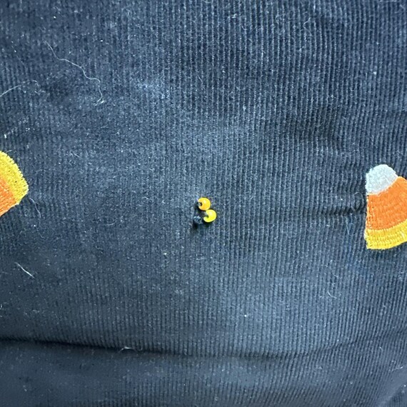 Candy Corn Embroidered Black Corduroy Bag View 4