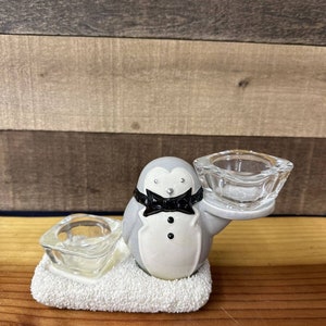 Yankee Candle Porter Penguin Double Tea Light Votive Candle Holder Christmas