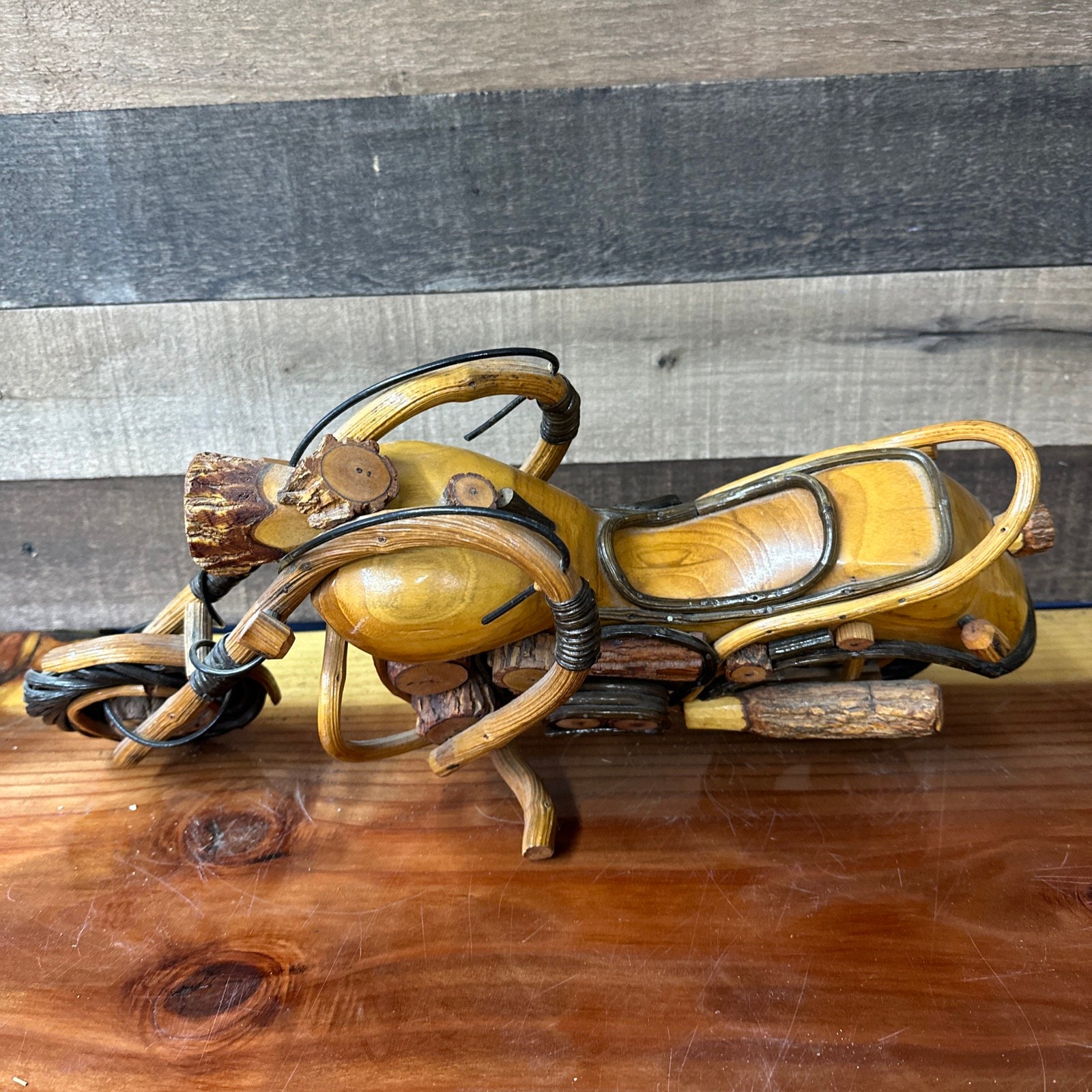 Vintage Wooden Motorcycle Made of Different Woods 17” Long - Etsy
