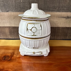 McCoy white pot belly stove cookie jar
