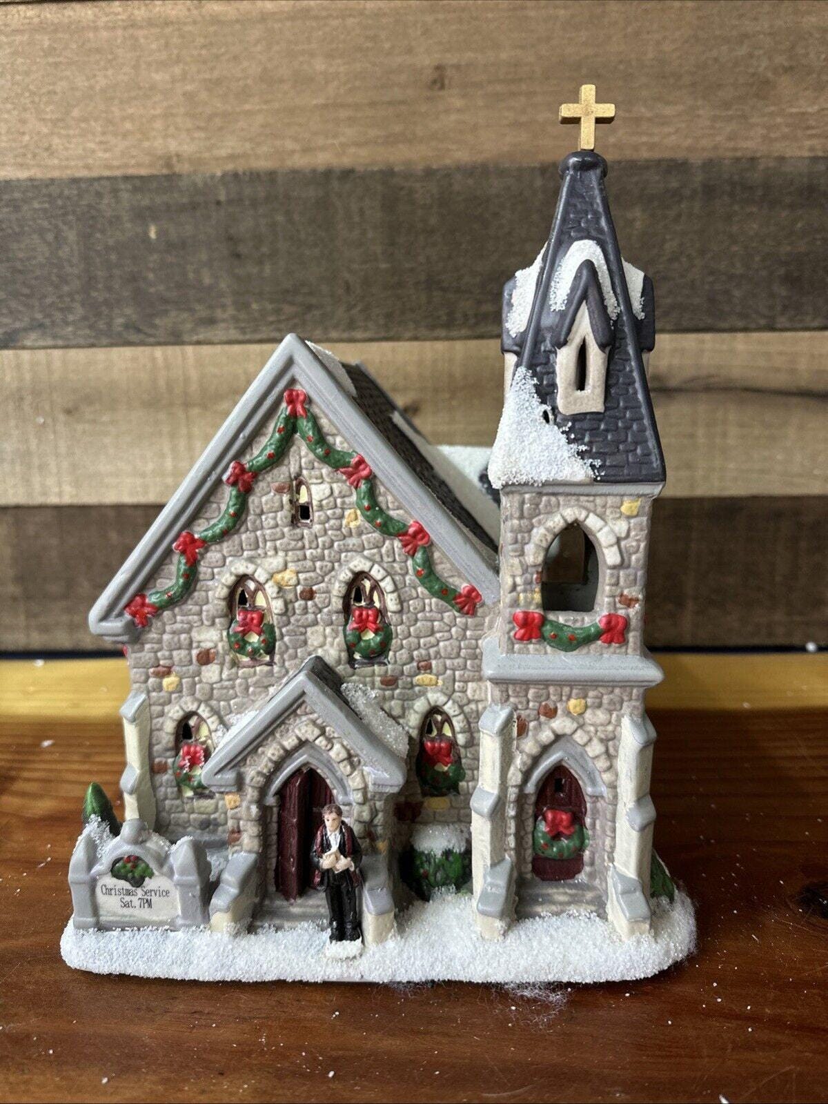 St Nicholas Square Christmas Village Stone Church in Box - Etsy