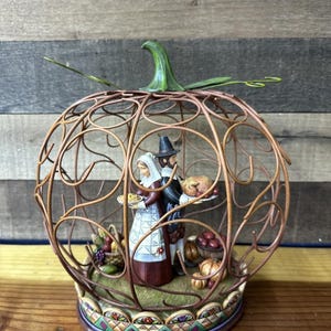 Jim Shore Thanksgiving &quot;Blessed Be This Bounty&quot; Wire Pumpkin w/ Box