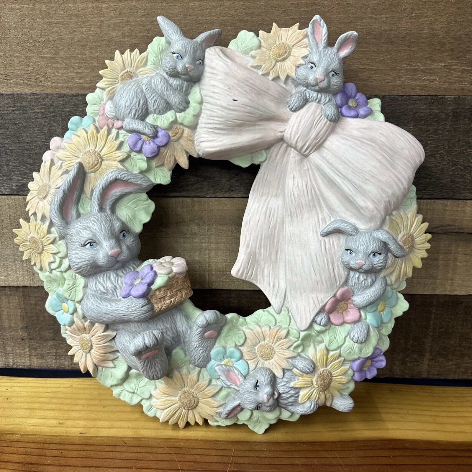 イースターバニーと春の花のシャドーボックス シャドーボックス – New