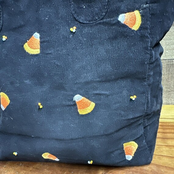 Candy Corn Embroidered Black Corduroy Bag View 3