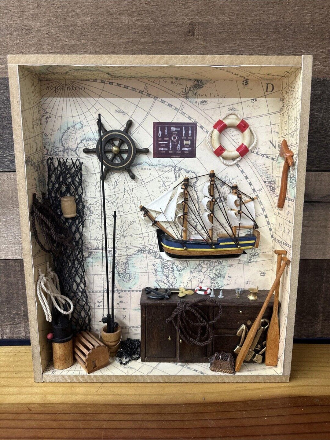 Nautical Shadowbox by Three Hands Corp No Glass 12x10 Etsy