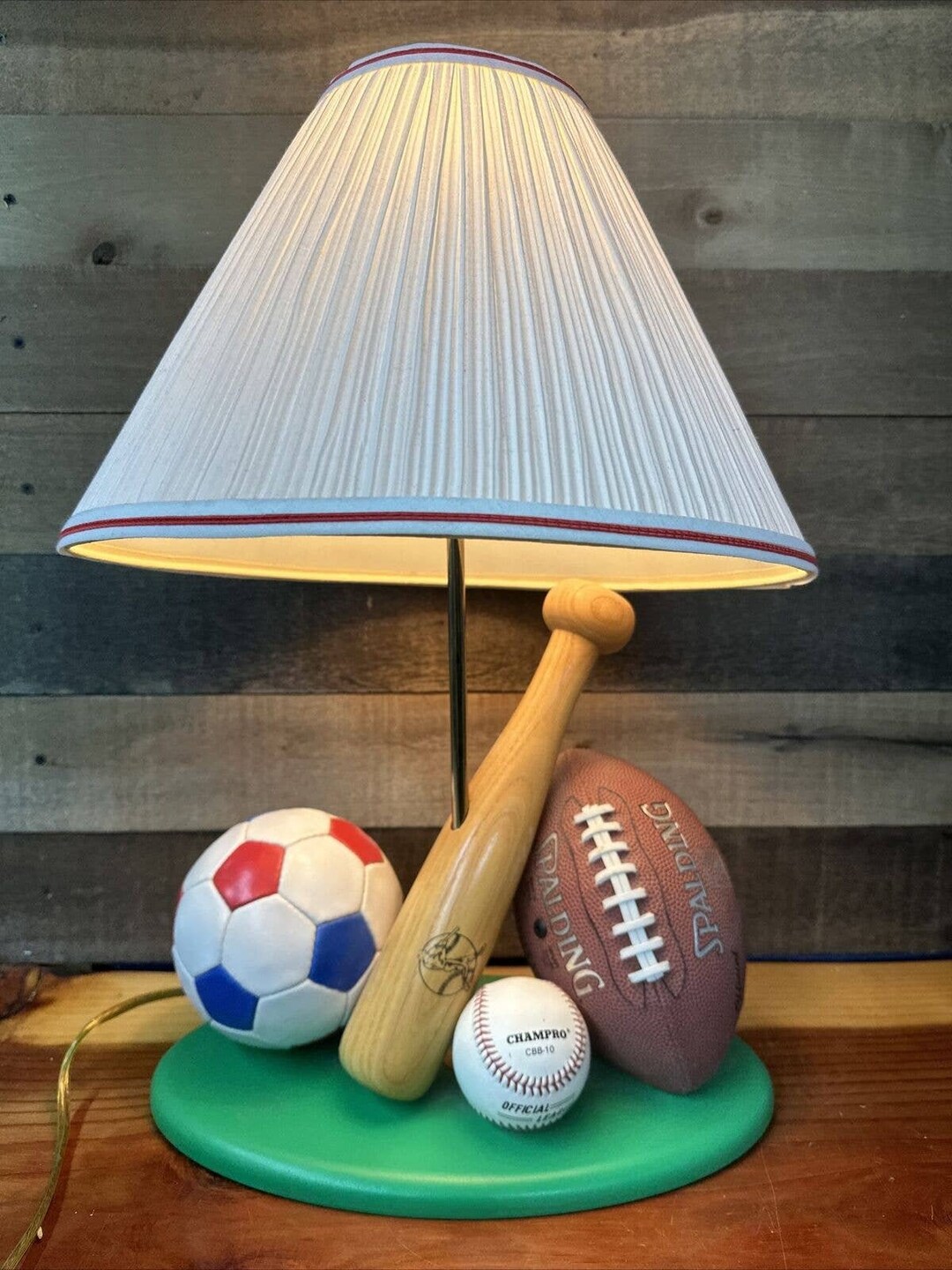 Sports Themed Lamp Football Baseball Bat Soccer Ball With Shade Etsy