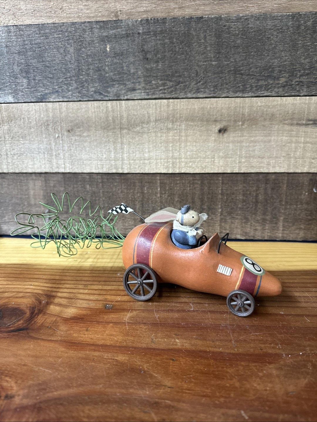 Blond Racer Rabbitears Folk Art Wooden Rabbit Racer Car, Handcrafted Easter Decor - Etsy