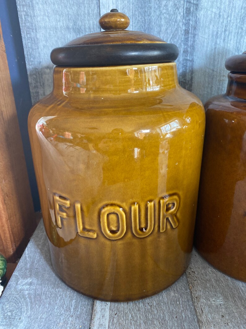 Vintage Brown Canister Set Etsy