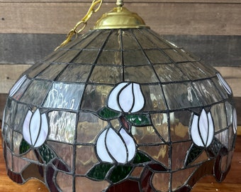 Vintage Tiffany-Stil Blumentulpe hängendes Kronleuchterlicht