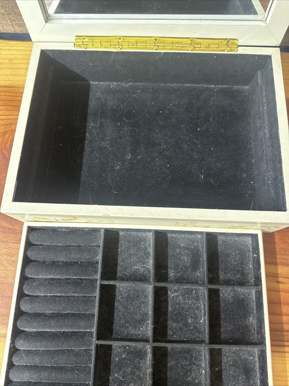 ヴィンテージ バタフライ ジュエリーボックス ミラー付き 14x10.5