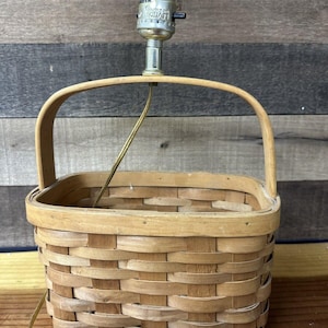 Wicker Rattan Basket Table Lamp Corded Electric Beach Country Primitive 14”