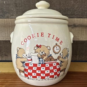 Tarro de galletas vintage Treasure Craft Cookie Time Three Bears de 1984