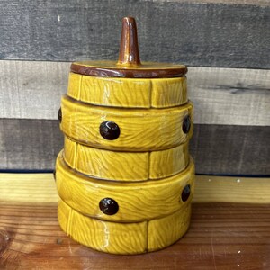 Vintage Brown Doranne of California Butter Churn Ceramic Cookie Jar USA J17