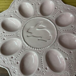 Deviled Egg Plate Celebrate It Light Pink Embossed Scalloped Edges 11” image 2