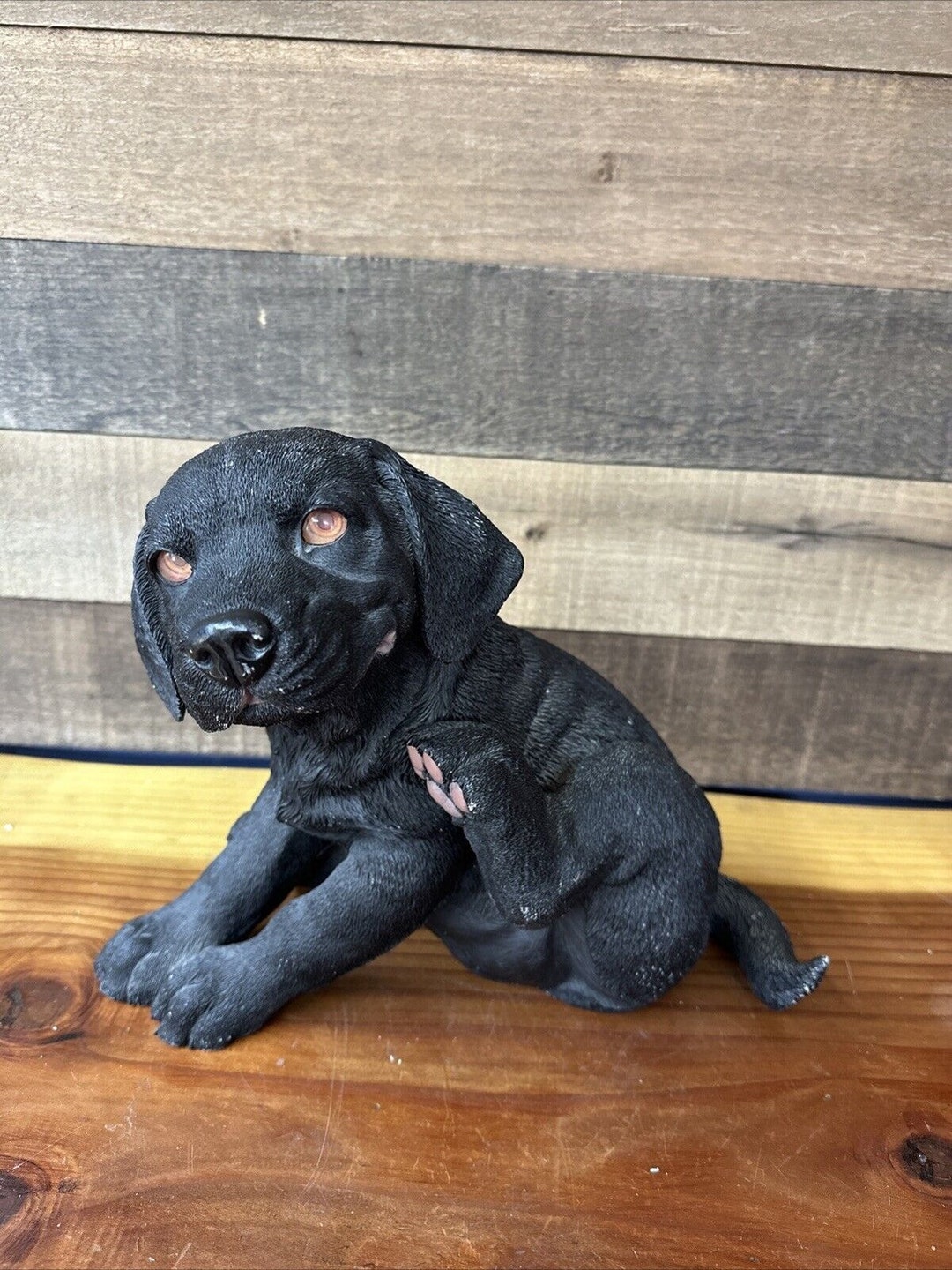 Country Artists Puppy Love Black Labrador Sitting Heavy Resin