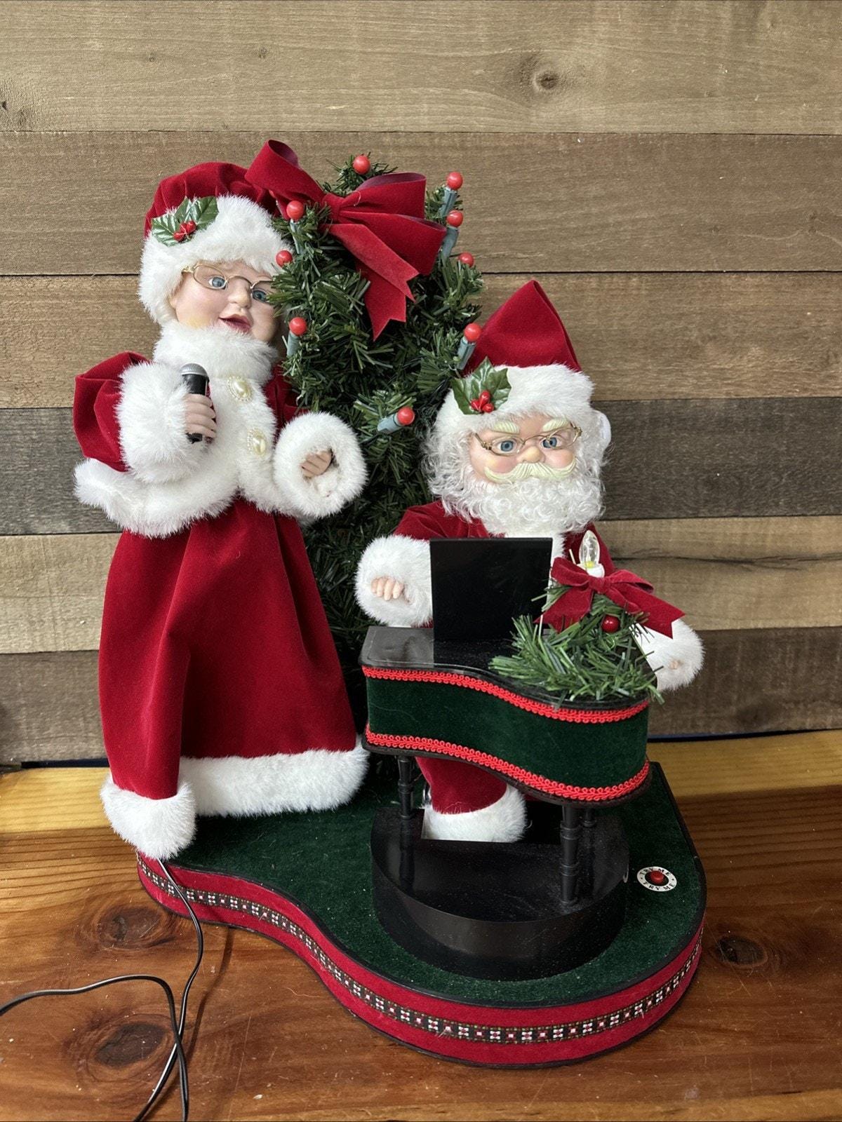 Animated Santa Plays Piano & Music Plays Lights Motion RARE in Box