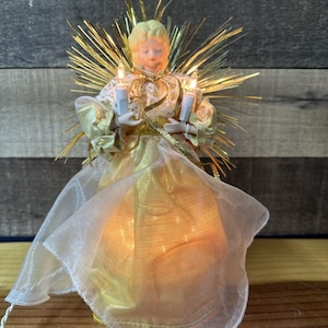 Vintage Christmas Porcelain Angel Tree Topper Celebrations 10 Light Centerpiece