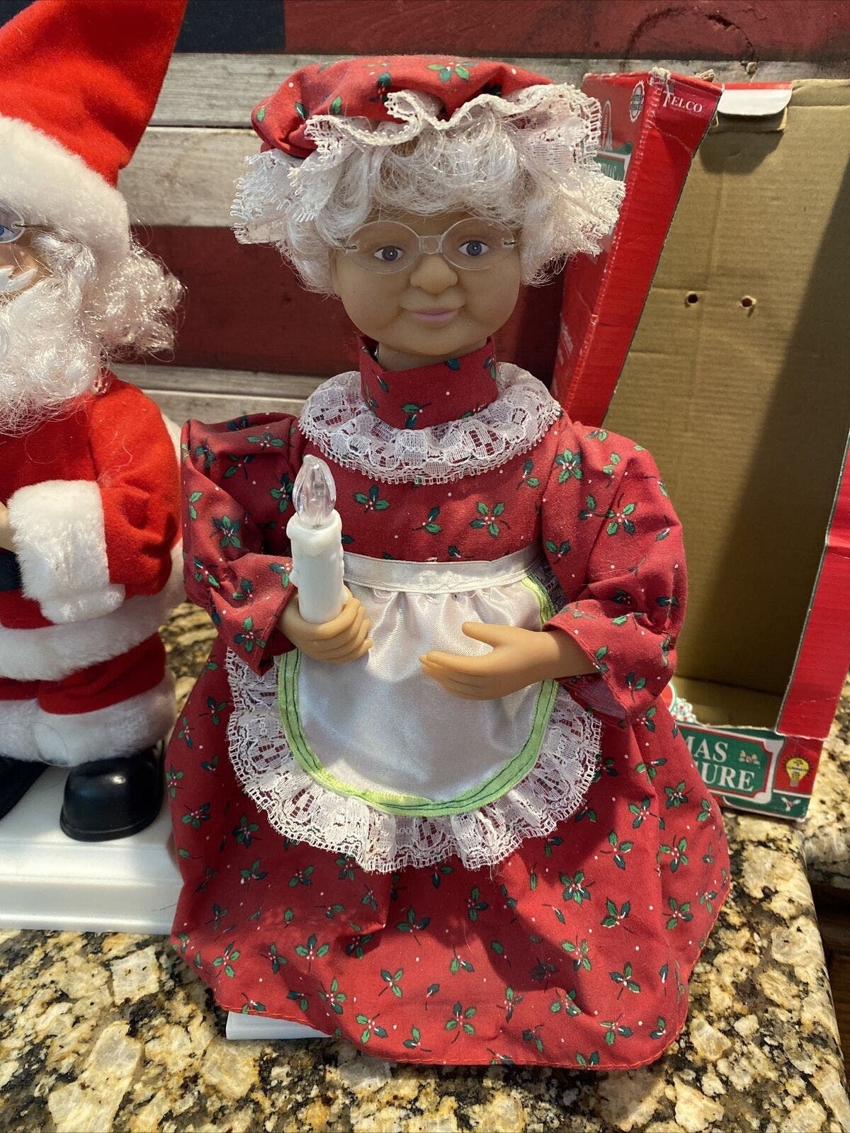 置物 Telco Santa the Baker Motion-Estes 1996 VTG Telco Santa Wrinkle Free Animated Ironing Santa Motion