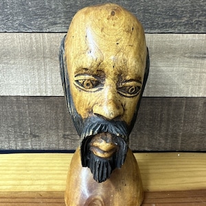 Vintage Carved Wood Head/Bust Sculpture 8.5” Tall