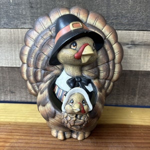 Thanksgiving Ceramic Turkey Centerpiece 9.5”