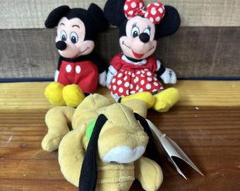 Disney Mickey Mouse Minnie & Pluto Bean Bag Doll Set